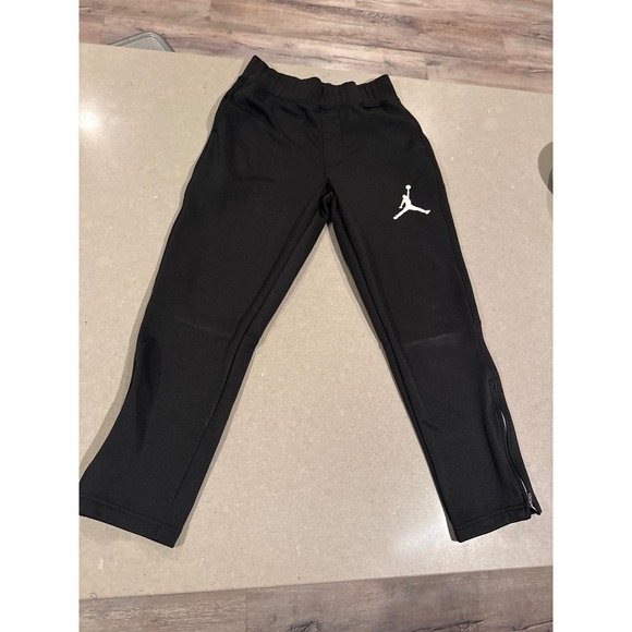 Jordan Boys medium Black Training Pants Jumpman Logo Zippered Ankle - Picture 1 of 5